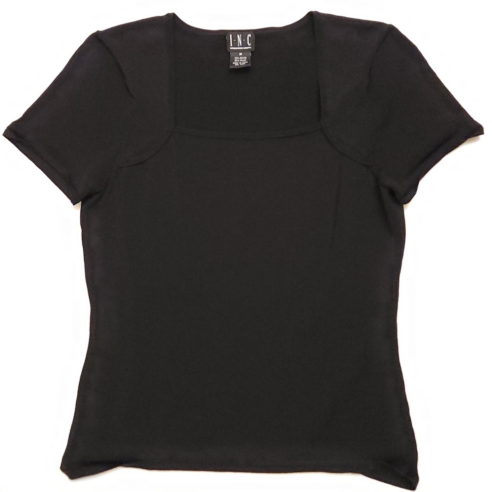 INC International Concepts Black Short Sleeve Sweater, Ladies Size Medium